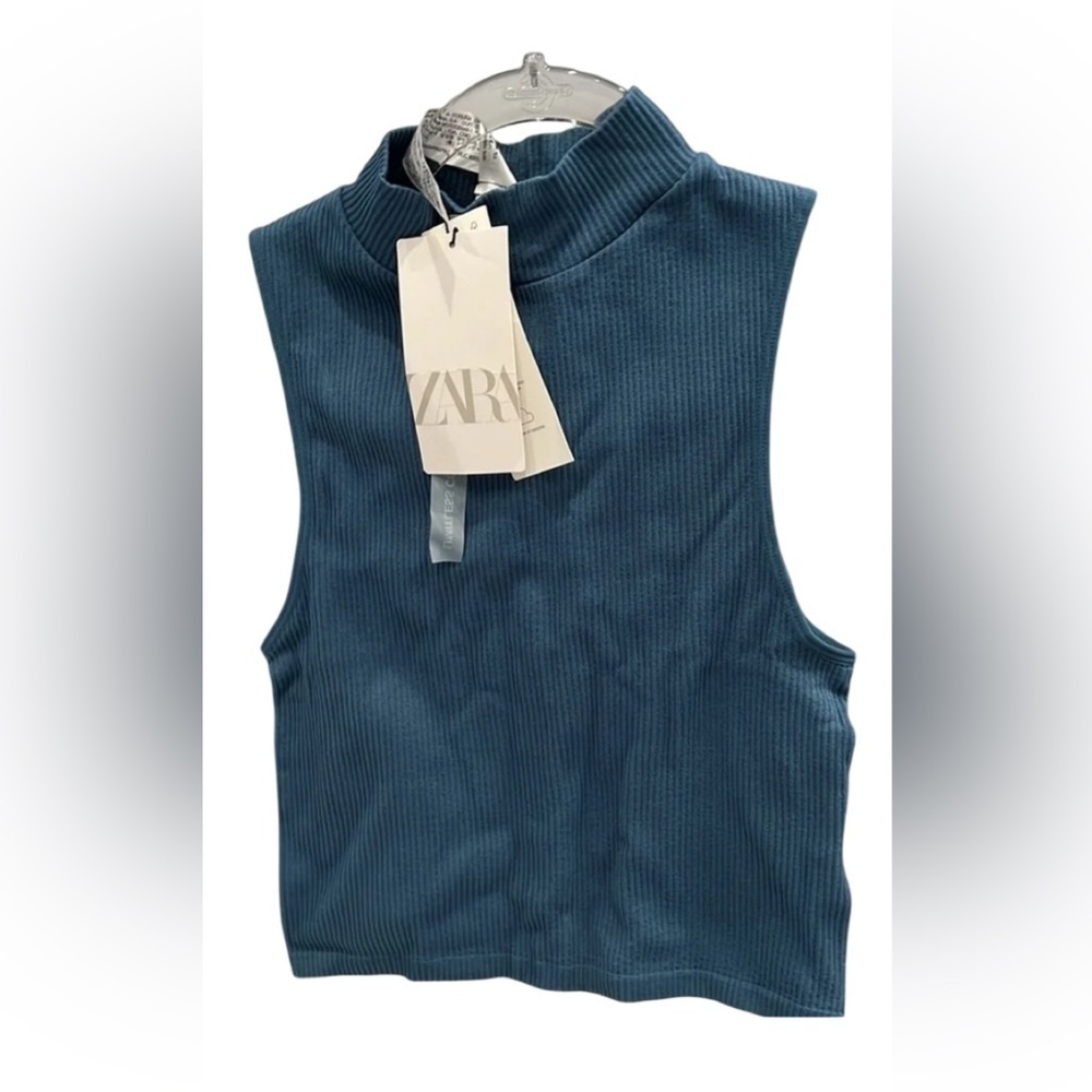 Zara Mock turtleneck Crop Top NWT